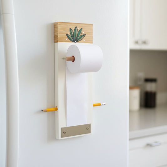 לוח רשימות מגנטי למקרר עם איור סוקולנט מצויר ונייר סליל