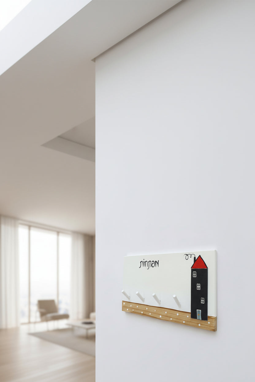 מתלה למפתחות לקיר בעבודת יד | מתלה מפתחות לכניסה לבית בהדבקה