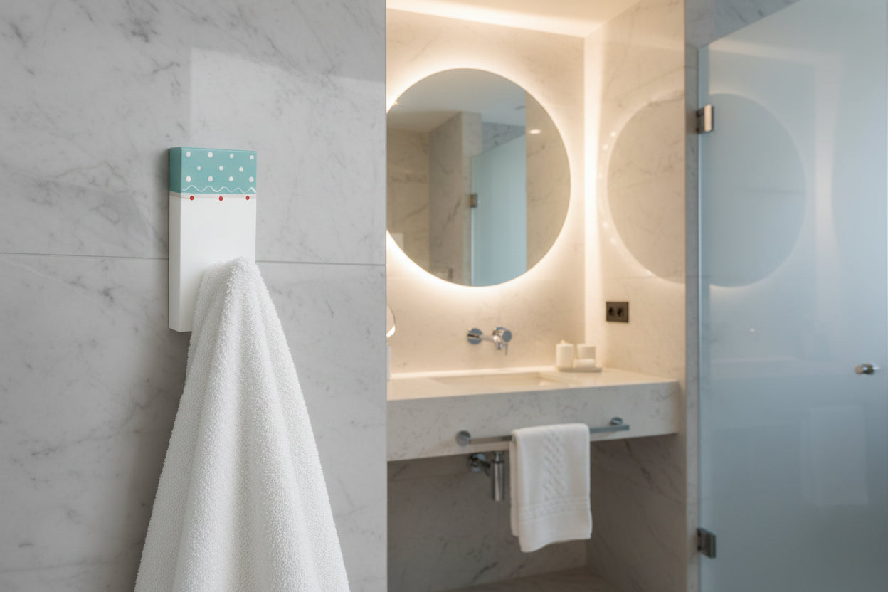 מתלה קיר מעץ בעבודת יד למגבת או תיק בעיצוב עדין