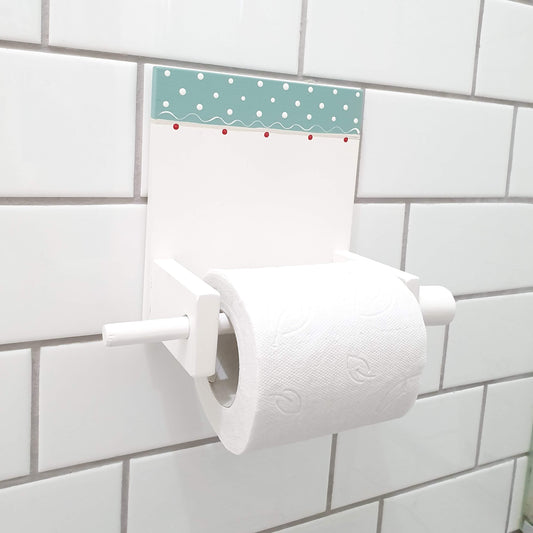 מתקן לנייר טואלט מעץ בעבודת יד בעיצוב עדין לחדר רחצה